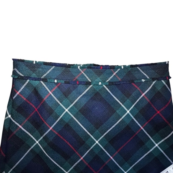 J CREW Vintage Tartan Plaid Wool Skirt Navy Green Fringe Hem Womens 6 - Picture 5 of 9